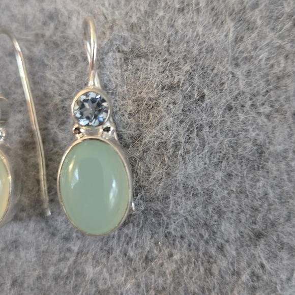 Chalcedony Blue Topaz Earrings Dangle Solid 925 Sterling Silver New Stunning - Picture 4 of 6